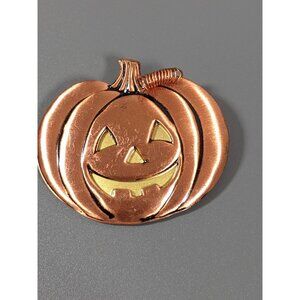 Vintage Hallmark Copper Brass Jack O Lantern Pumpkin Halloween Pin